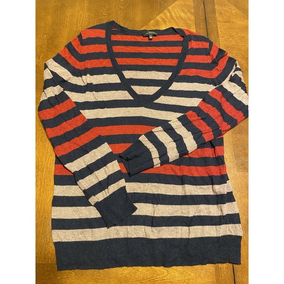 The Limited Sweaters - Limited  Wool Blend V-Neck Striped Casual Sweater L Preppy Y2K Career Ski Snow